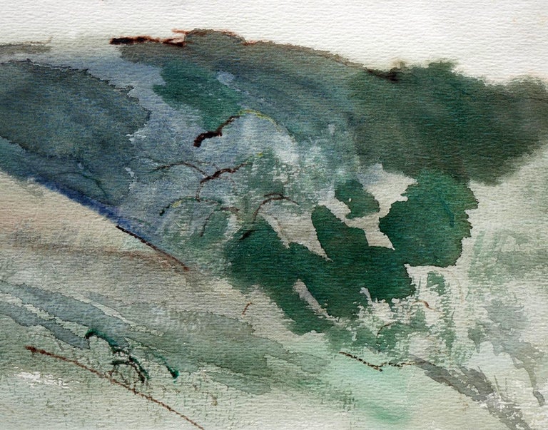 Edsel Cramer Modern Abstract Muted Pastel Green Toned Watercolour