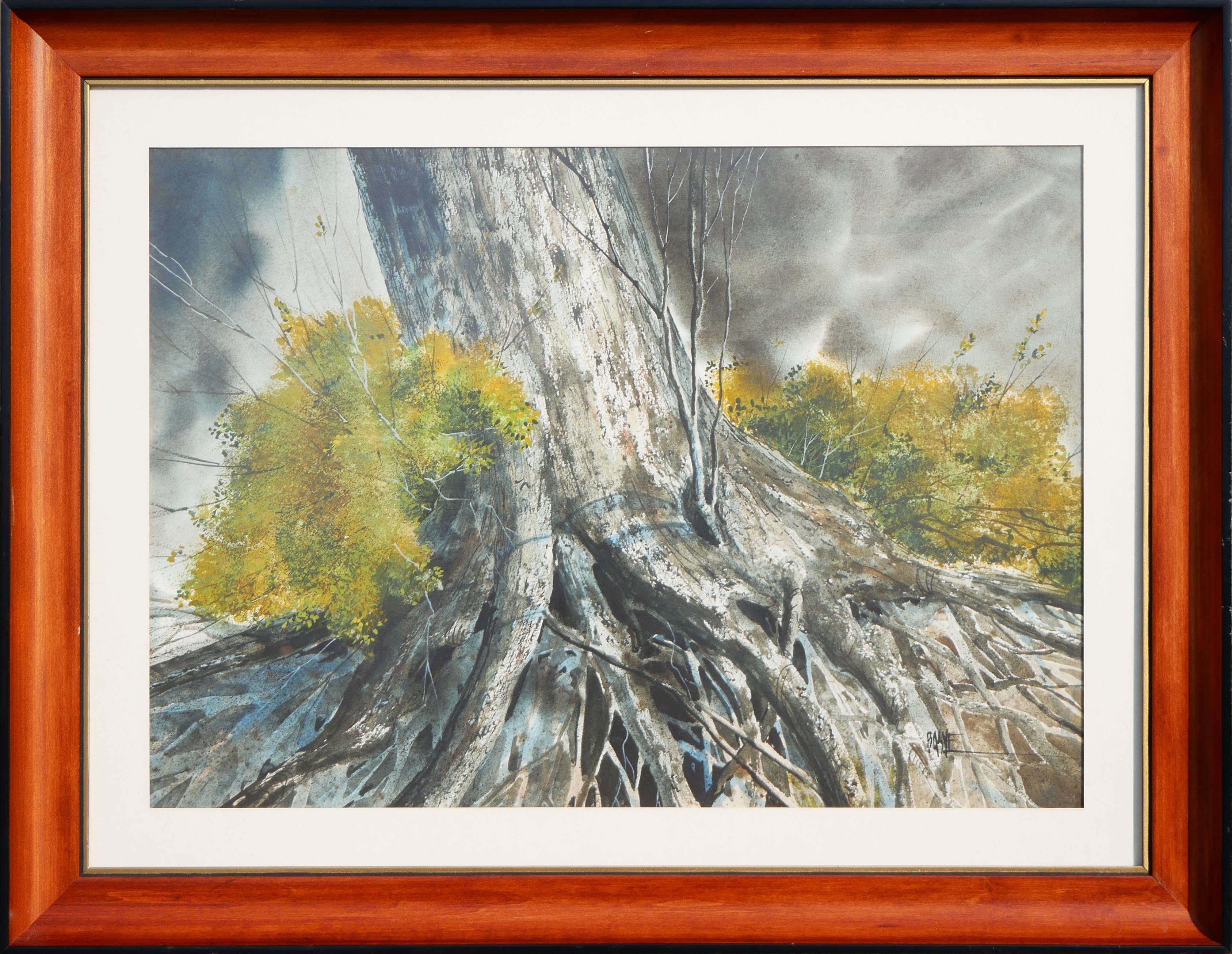 Landscape Art de Mary Basye - "Nueva vida" Paisaje abstracto en acuarela de tonos tierra