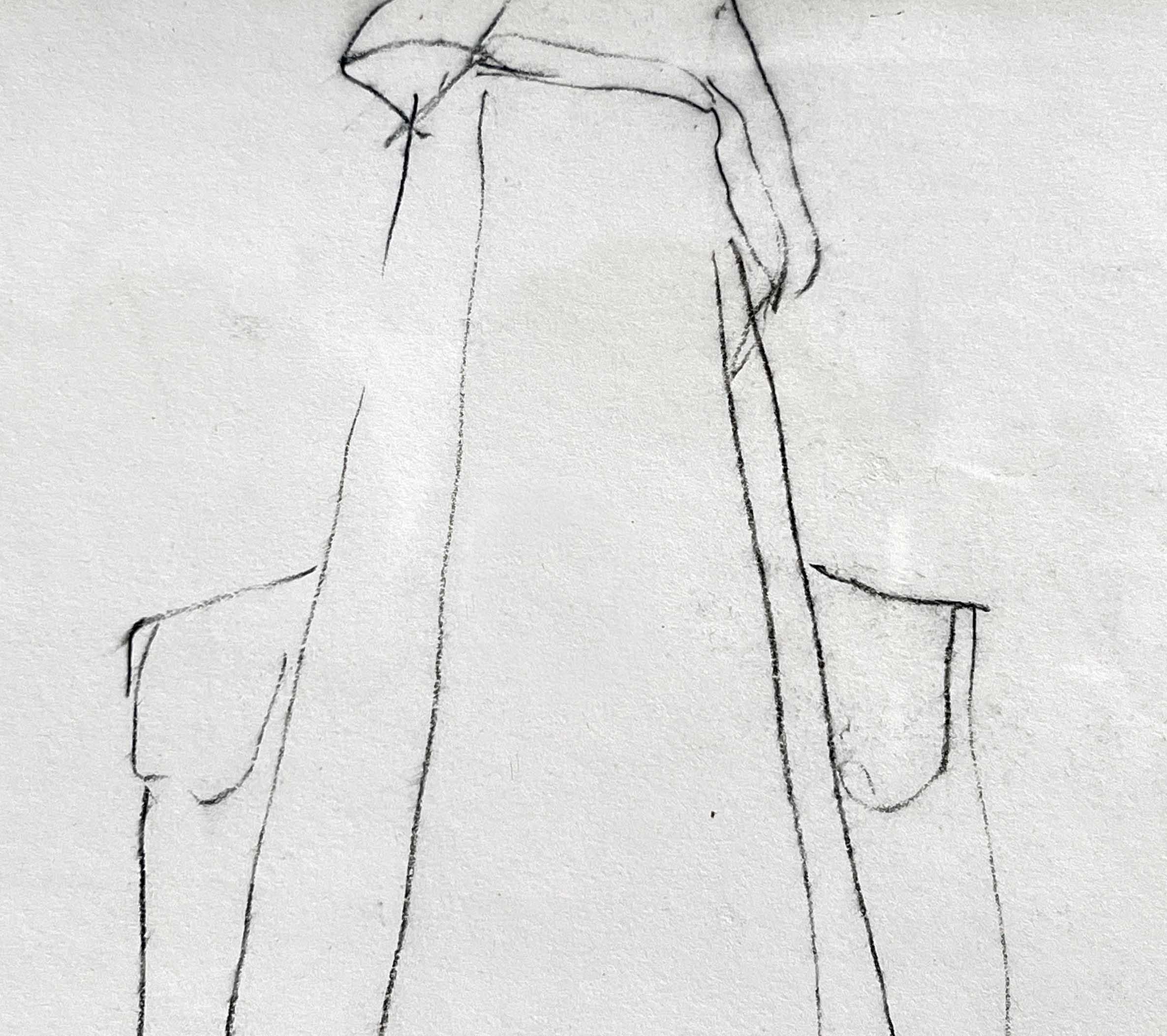 Abstrakte figurative Mixed-Media-Zeichnung eines weiblichen Aktes in Schwarz und Weiß im Angebot 7