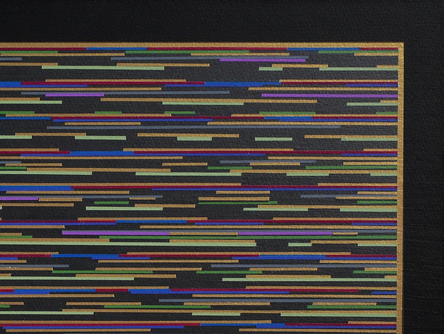 Zeitgenössisches abstraktes Gemälde „VMP 4“ in Grün, Blau, Rot und Blau gestreift (Schwarz), Abstract Drawing, von Mark Byckowski