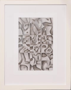 "Untitled" Dark Gray Geometric Abstract Drawing on Paper