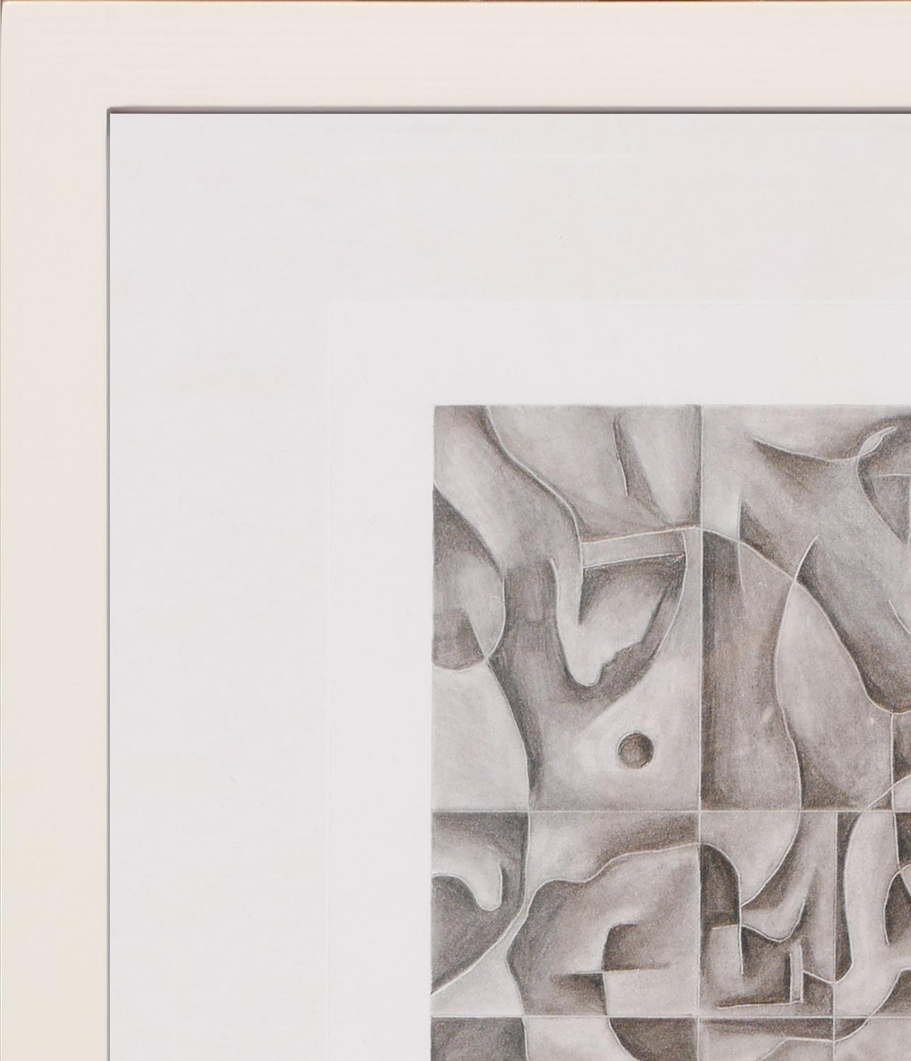 „Ohne Titel“ Dunkelgraue geometrische abstrakte Zeichnung auf Papier (Geometrische Abstraktion), Art, von James McCahon