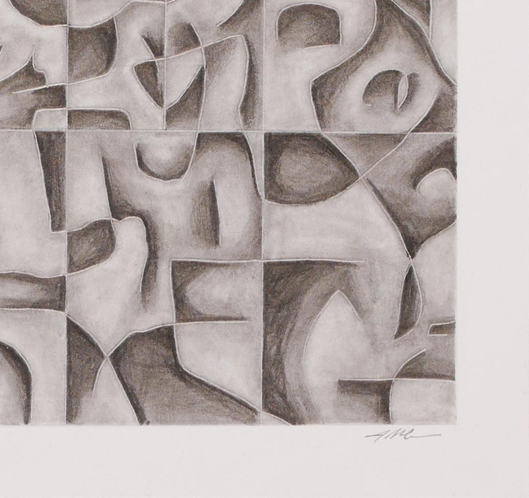 „Ohne Titel“ Dunkelgraue geometrische abstrakte Zeichnung auf Papier im Angebot 4