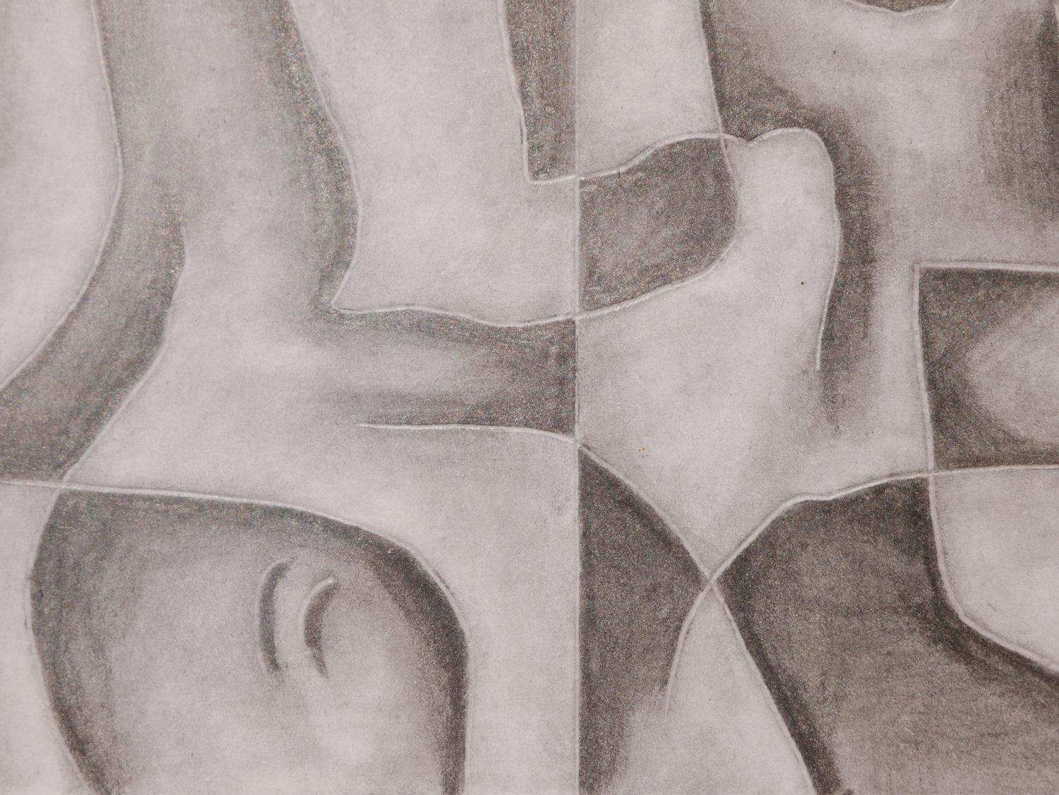 „Ohne Titel“ Dunkelgraue geometrische abstrakte Zeichnung auf Papier im Angebot 6