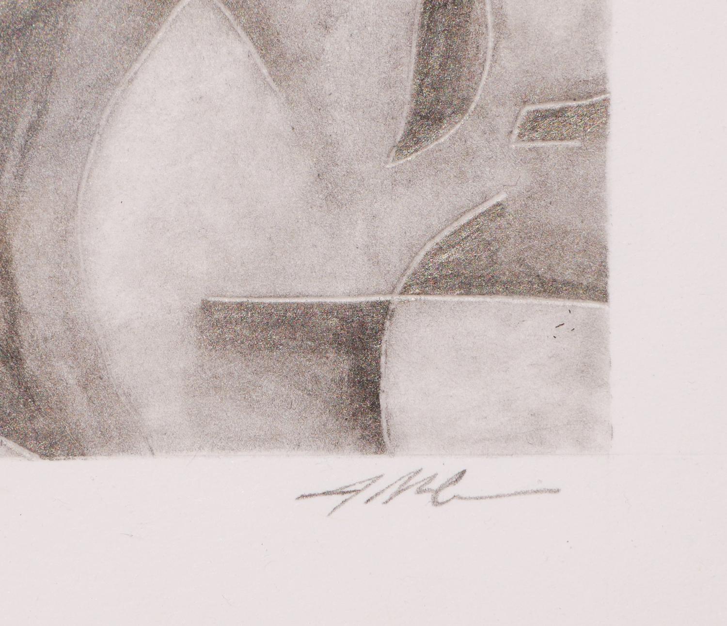 „Ohne Titel“ Dunkelgraue geometrische abstrakte Zeichnung auf Papier im Angebot 5