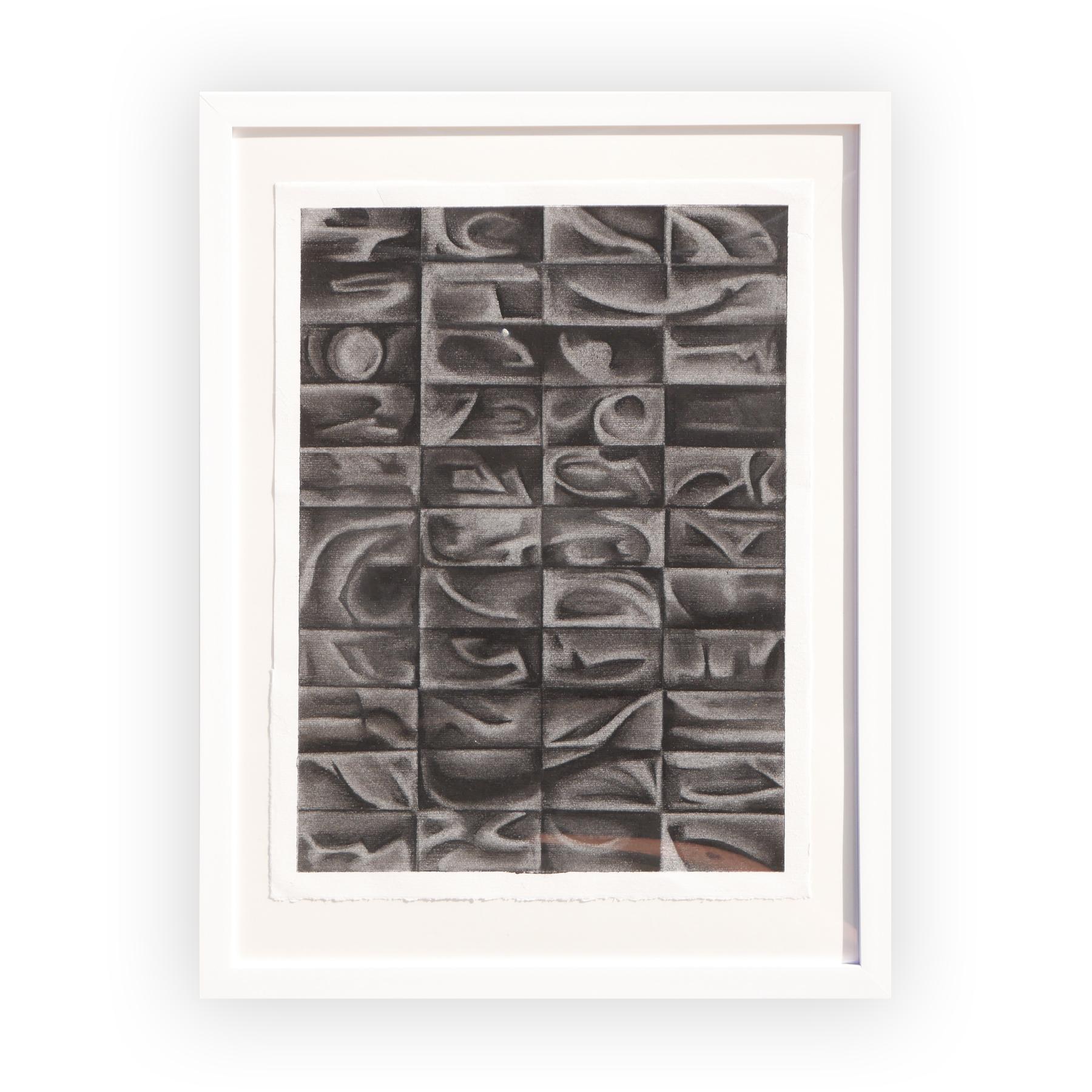 Abstrakte zeitgenössische geometrische Kohlezeichnung ohne Titel „Untitled“ auf Papier – Art von James McCahon