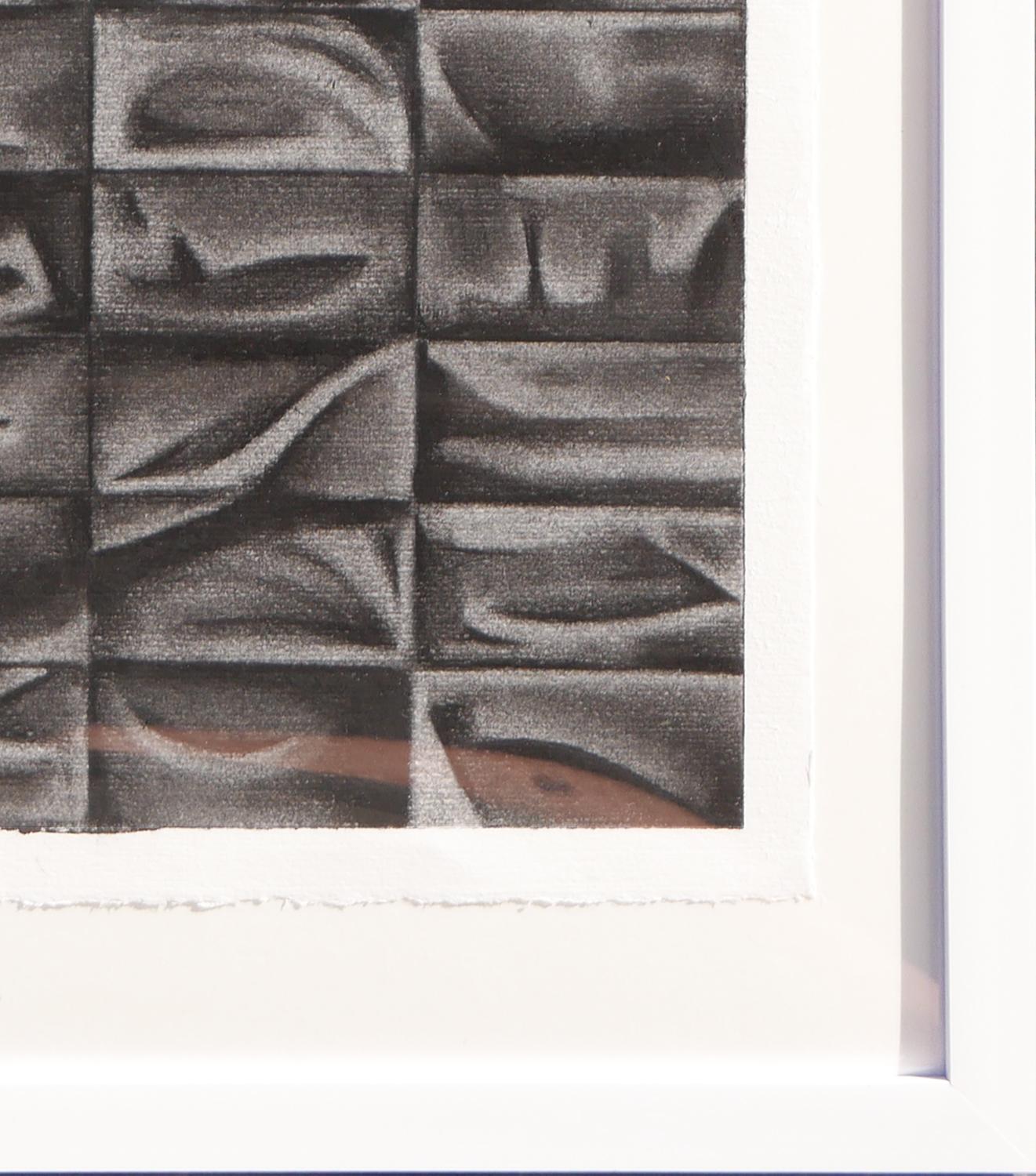Abstrakte zeitgenössische geometrische Kohlezeichnung ohne Titel „Untitled“ auf Papier im Angebot 2