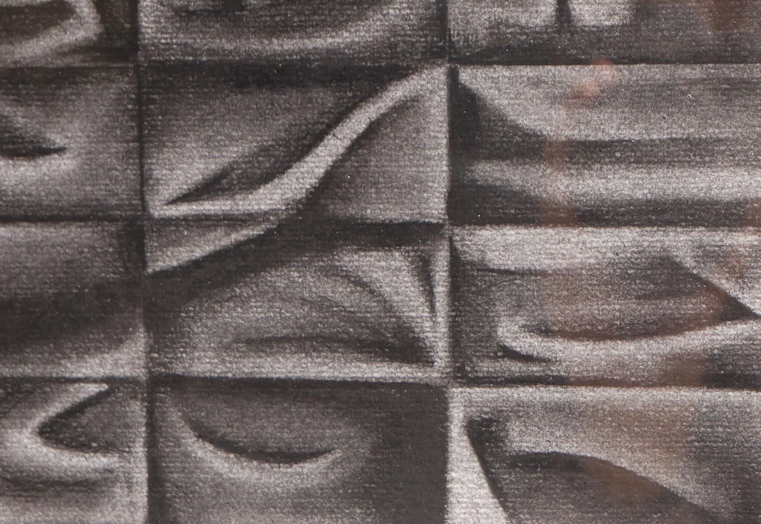 Abstrakte zeitgenössische geometrische Kohlezeichnung ohne Titel „Untitled“ auf Papier im Angebot 3