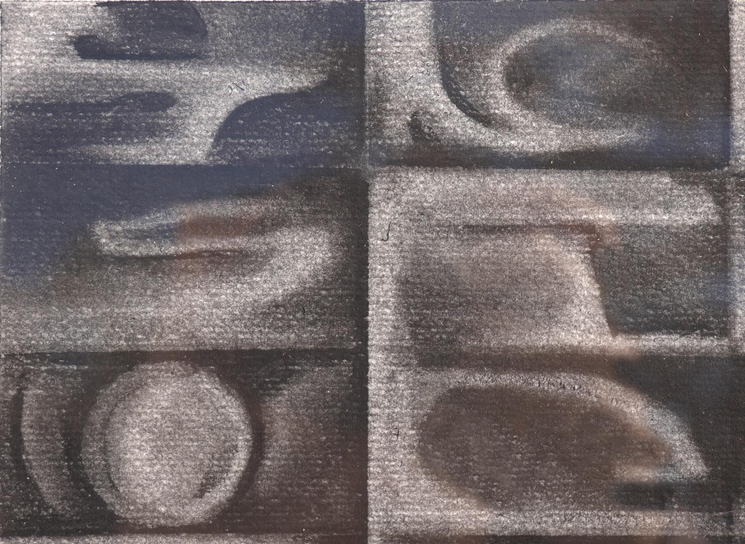 « Untitled », dessin abstrait géométrique contemporain au fusain sur papier 3