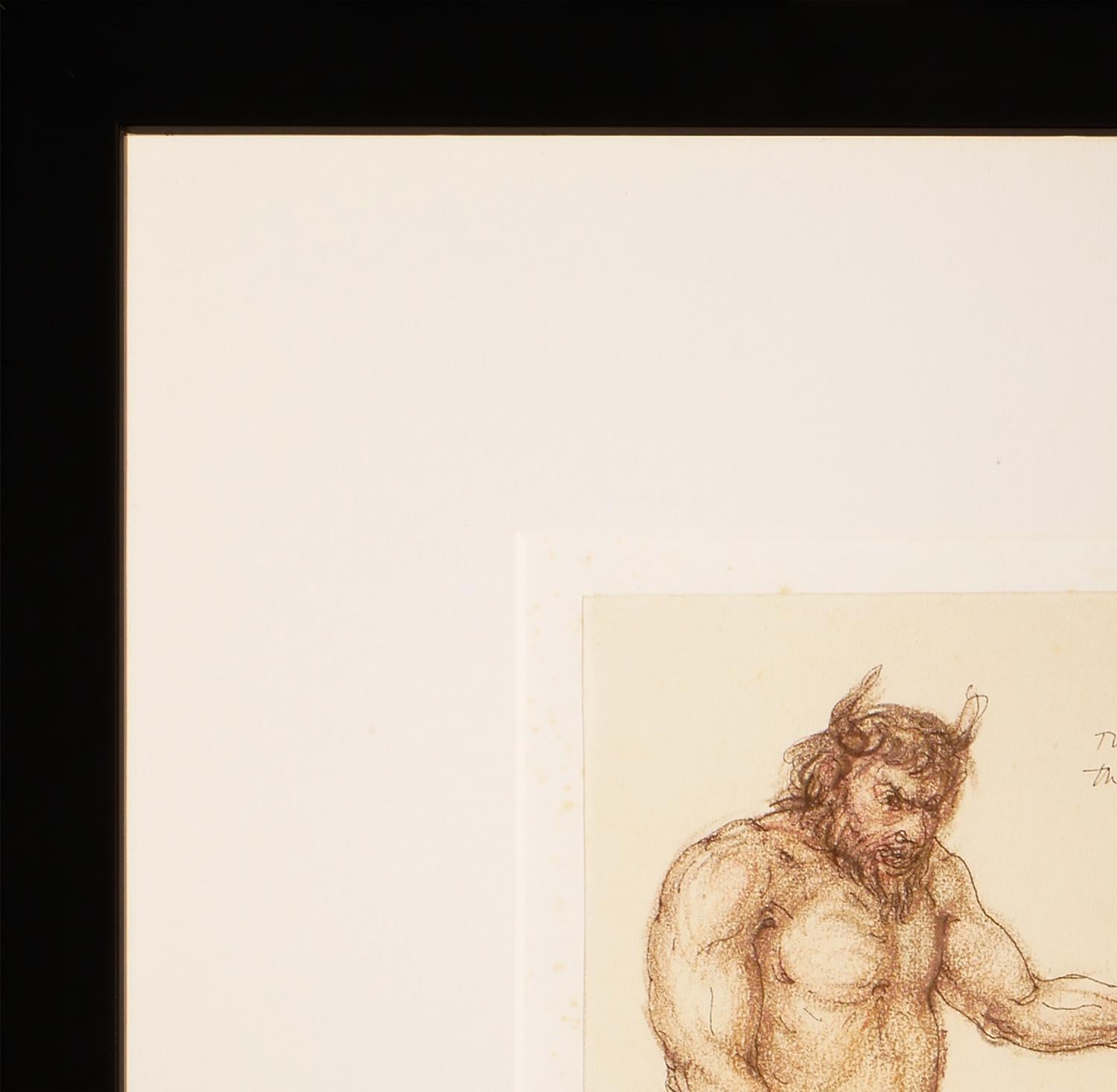 Disegno realistico moderno a inchiostro con tonalità seppia di figure maschili e femminili nude - Art Moderno di Robert Levers
