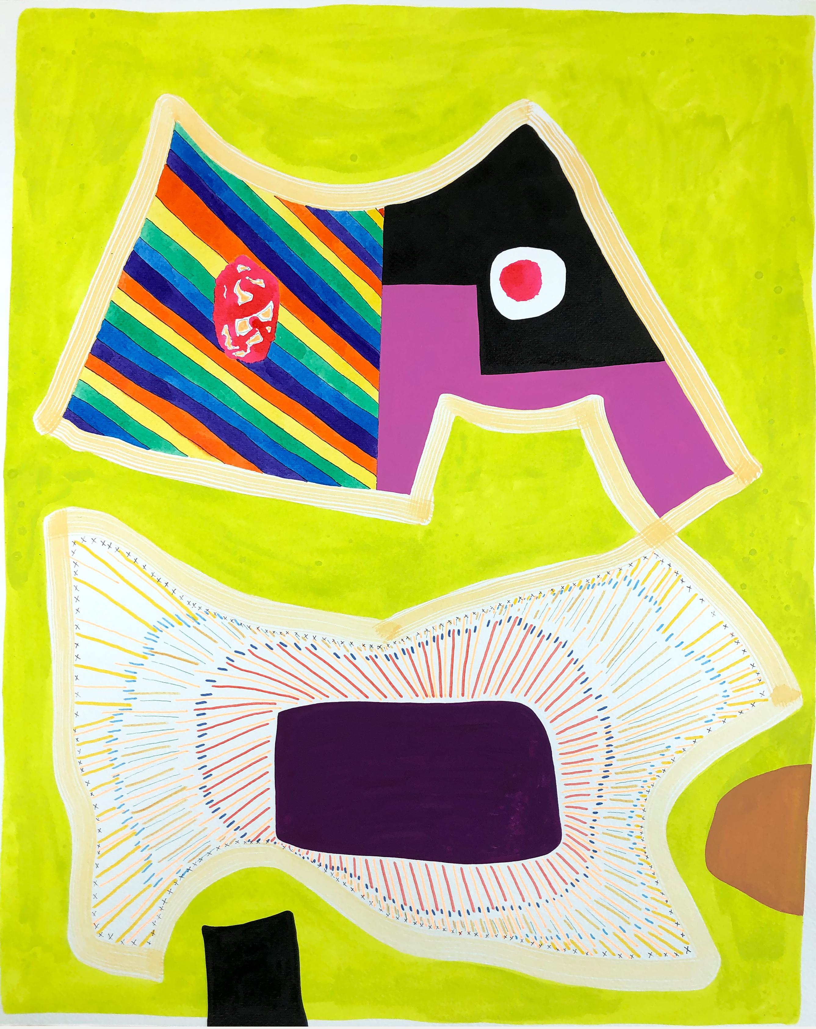 Abstract Painting Max Manning - Peinture abstraite contemporaine à motifs géométriques colorés sans titre (PPR 348)