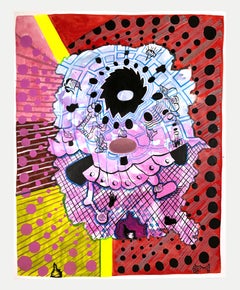 Peinture abstraite contemporaine à motifs géométriques colorés sans titre (PPR 367)