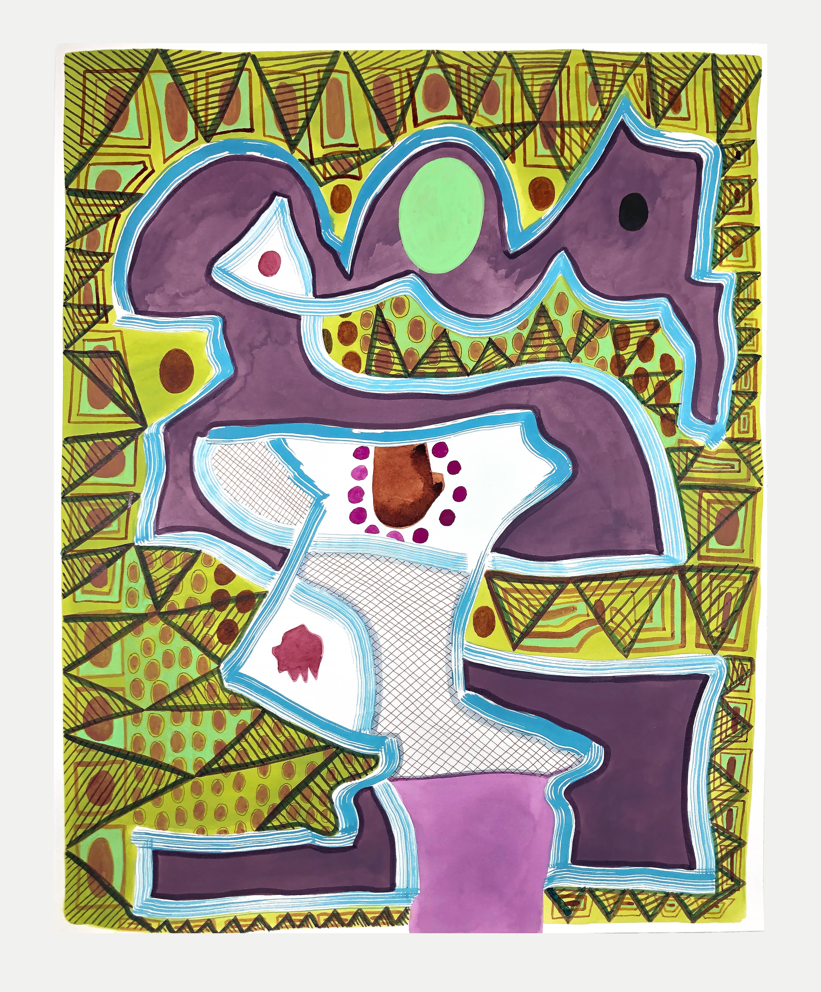 Sans titre (PPR 384) Peinture abstraite contemporaine à motifs géométriques colorés - Art de Max Manning