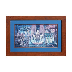 "Nubia" Blue-Toned Abstract Figurative Historical African Landscape