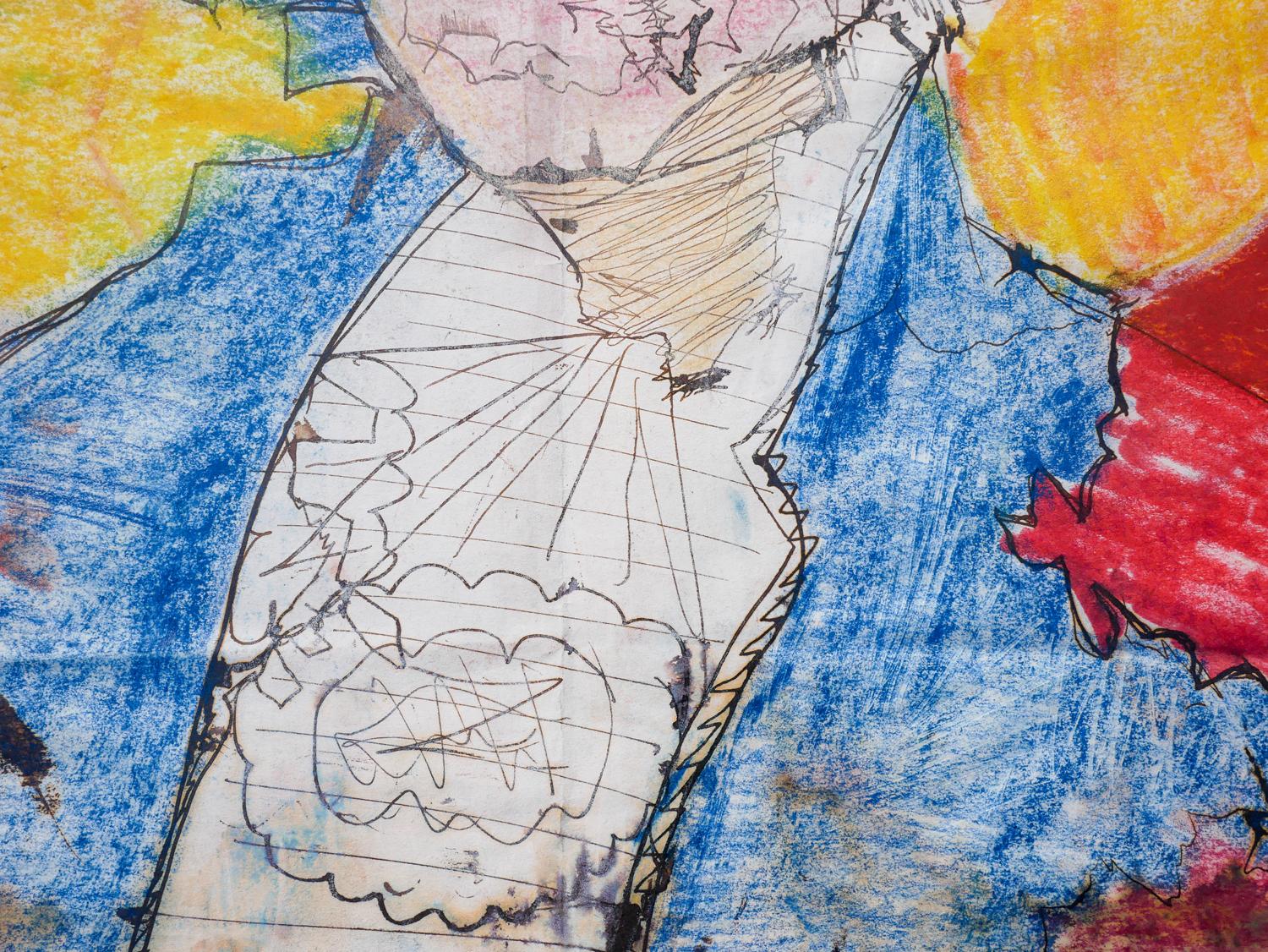 Portrait abstrait sans titre de George Washington orange, bleu et jaune en vente 7