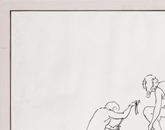 Black and White Abstract Figurative Drawing of Nude Female