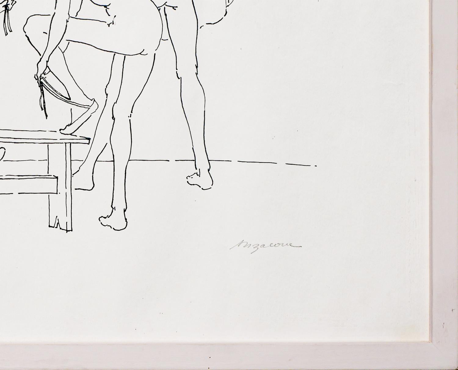 Abstrakte figurative Zeichnung eines weiblichen Akts in Schwarz und Weiß  im Angebot 1