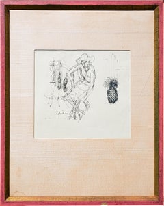 Abstract Figurative Drawing of a Lady and a Pineapple