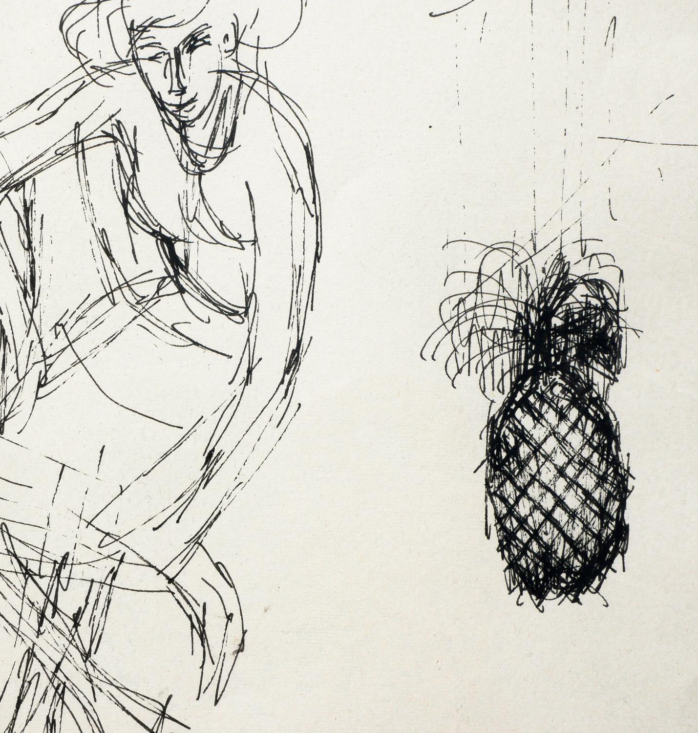 Abstract Figurative Drawing of a Lady and a Pineapple 7