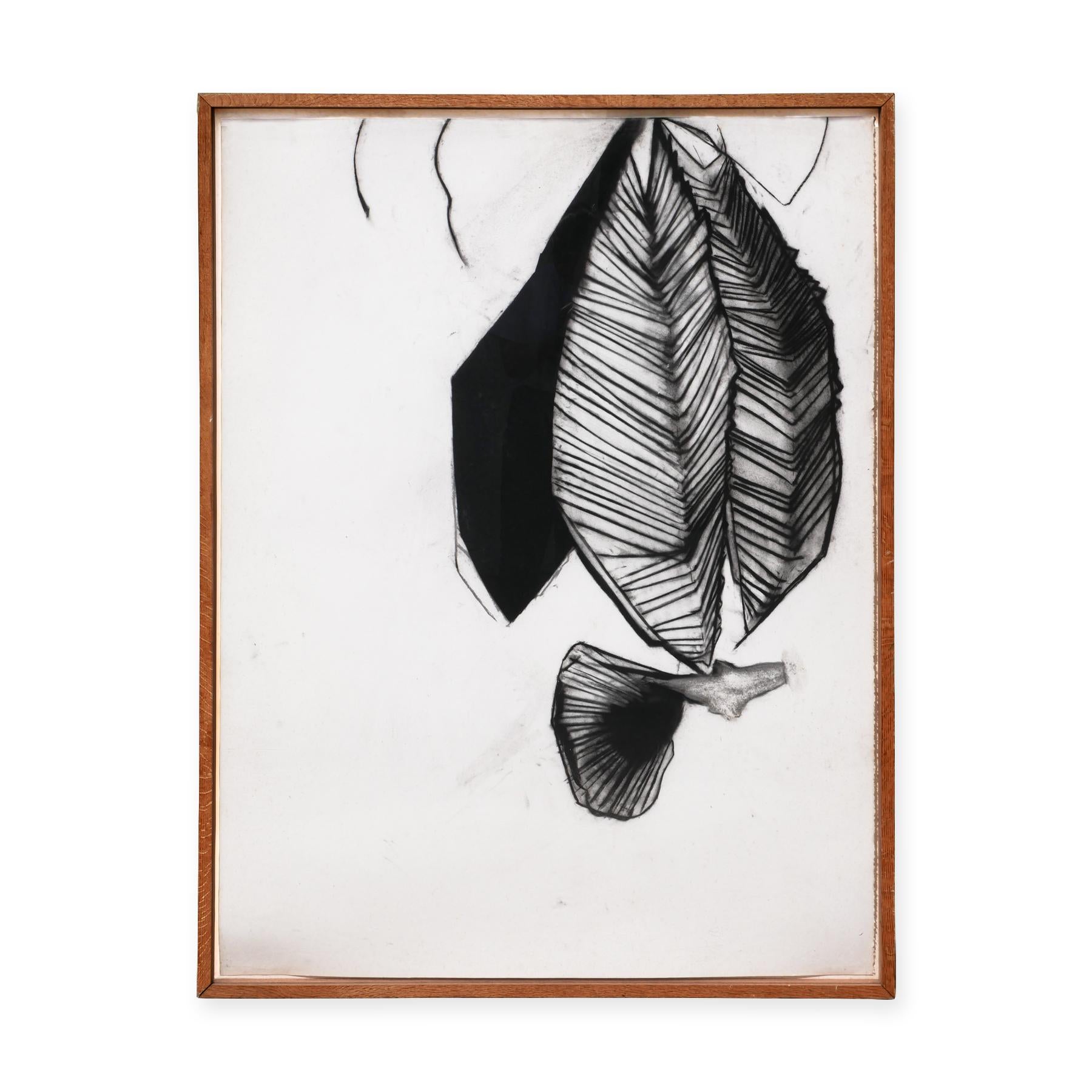 „Fernando's Sleeve“ Schwarze und weiße abstrakte organische Zeichnung in Holzkohle – Art von Paul Forsythe