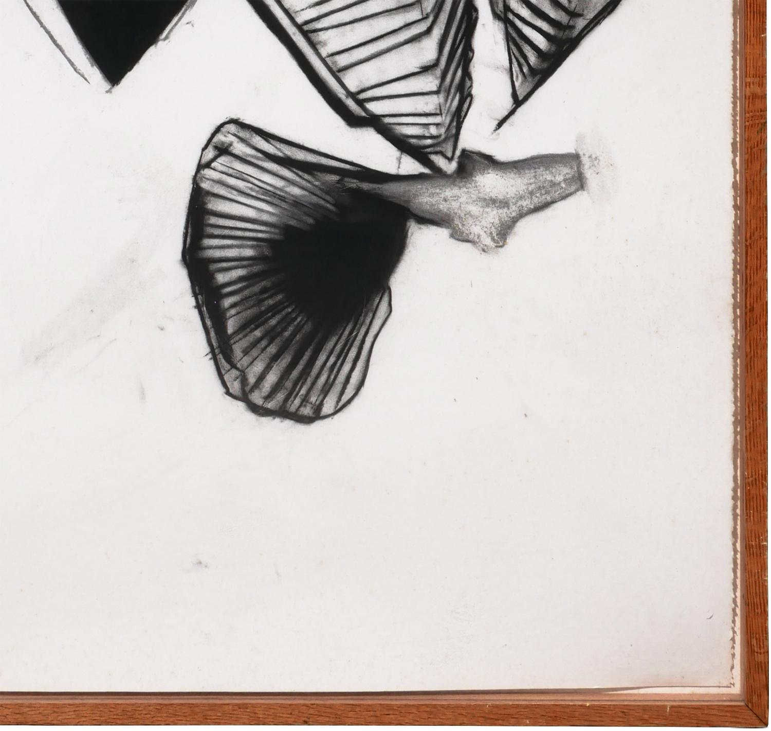 „Fernando's Sleeve“ Schwarze und weiße abstrakte organische Zeichnung in Holzkohle im Angebot 2
