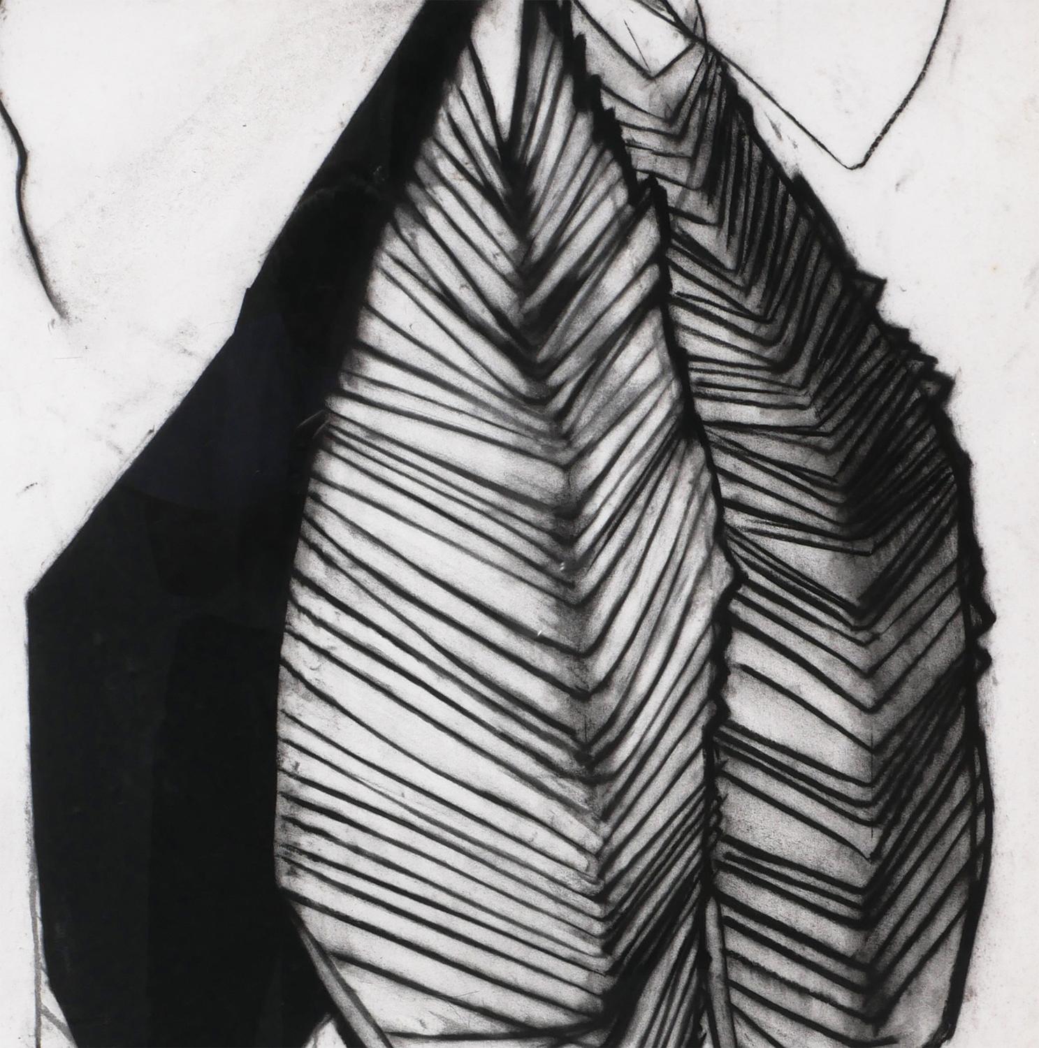 „Fernando's Sleeve“ Schwarze und weiße abstrakte organische Zeichnung in Holzkohle im Angebot 3