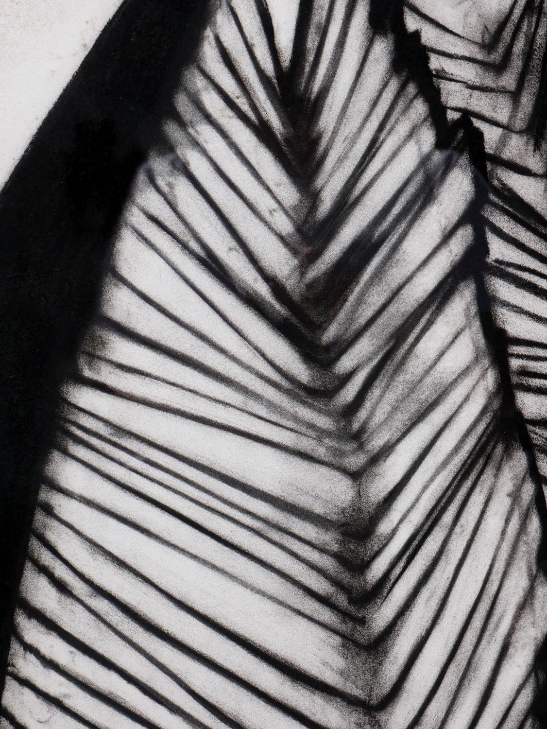 „Fernando's Sleeve“ Schwarze und weiße abstrakte organische Zeichnung in Holzkohle im Angebot 9
