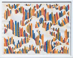 « Little Hills », peinture à l'aquarelle de paysage à motifs organiques abstraits et colorés