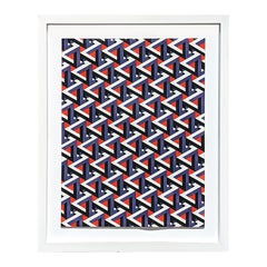 "Penrose Steps" Contemporary Red and Purple Hand Drawn Tessellated Abstract