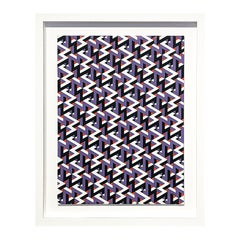Contemporary Red, Purple, Black, and White Hand Drawn Tessellated Abstract