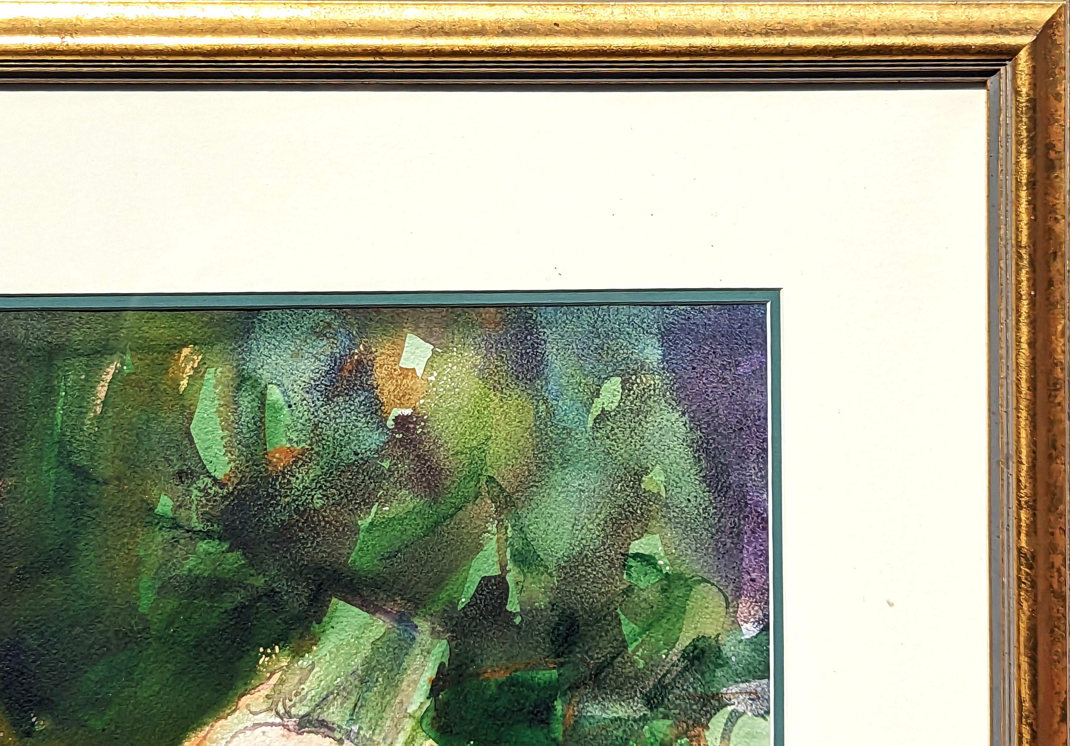 Charles Schorre - Modern Abstract Green Tone Watercolor Portrait of a ...