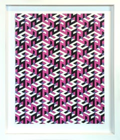 Contemporary Pink, Purple, & Black Hand Drawn Tessellated Abstract (14 of 2023)