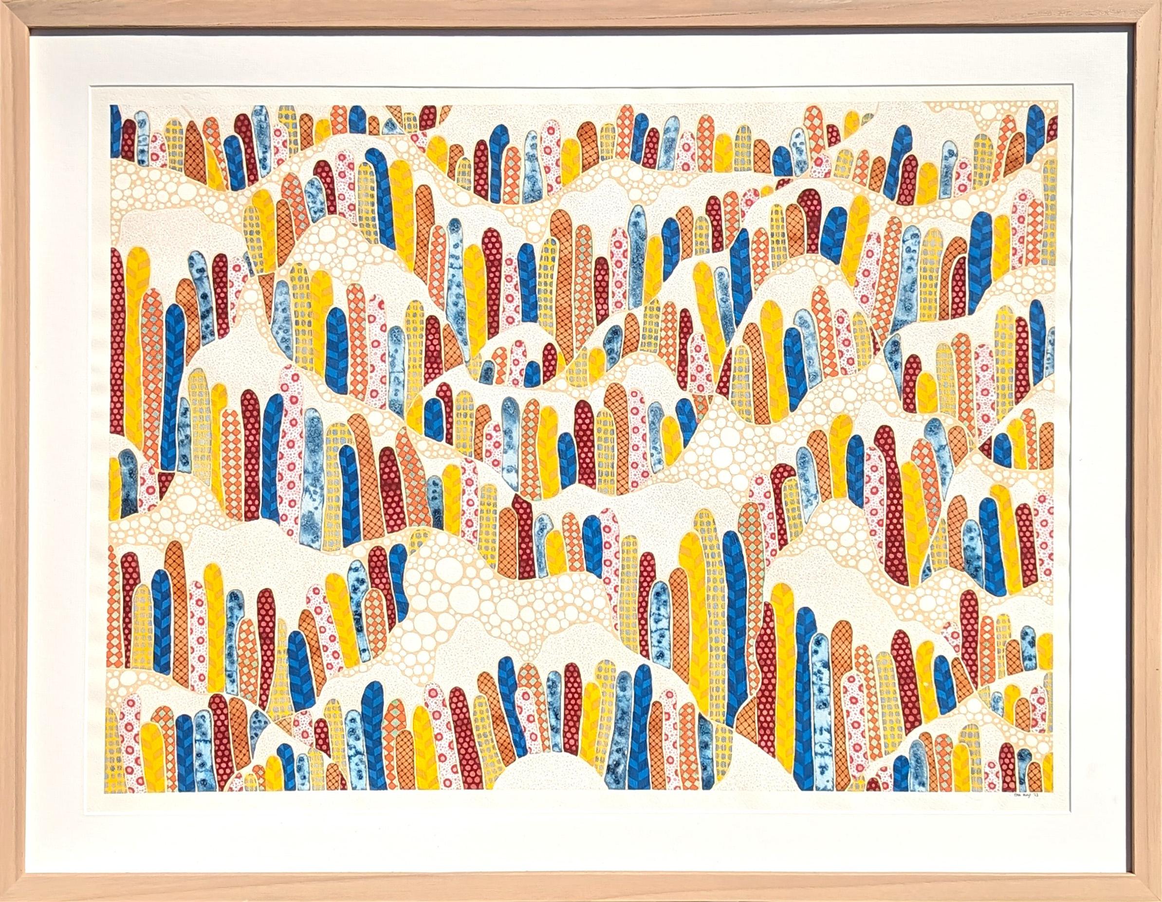 "The Hills" Abstract Colorful Organic Patterned Landscape Watercolor Painting