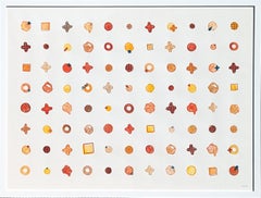 Contemporary Colorful Orange Toned Watercolor Geometric Dot Grid Painting