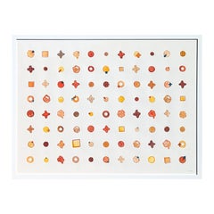 Contemporary Colorful Orange Toned Watercolor Geometric Dot Grid Painting