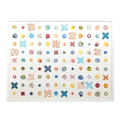 "Scribbles & Blobs" Contemporary Colorful Watercolor Geometric Dot Grid Painting