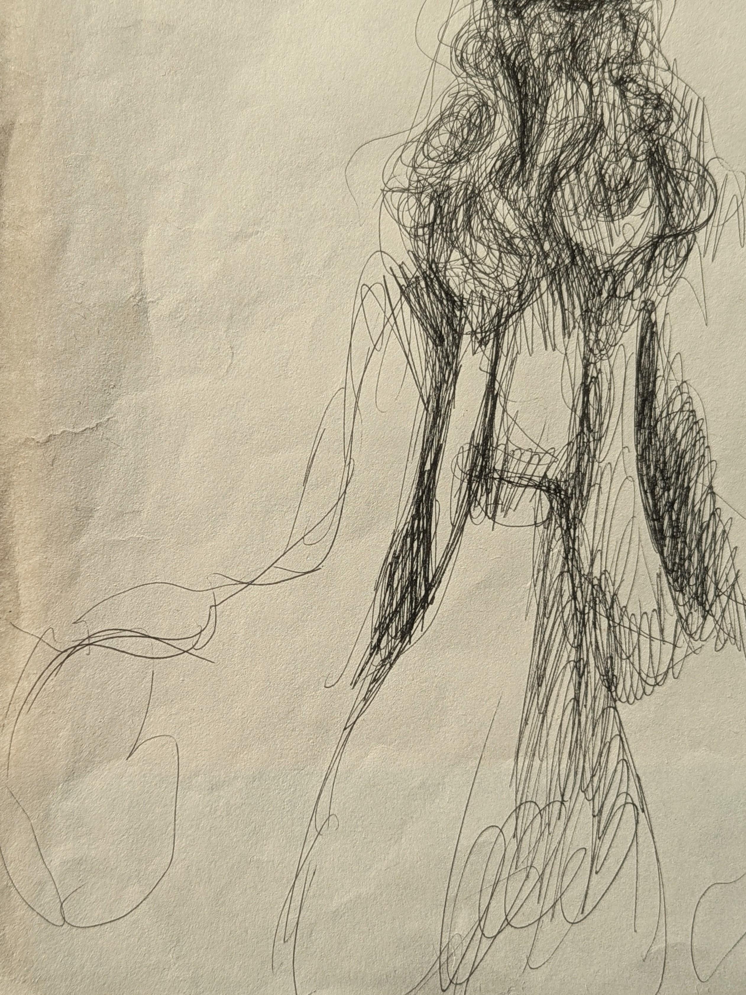 Early Modern Black and White Figurative Pen Drawing Study of a Bearded Gentleman For Sale 2