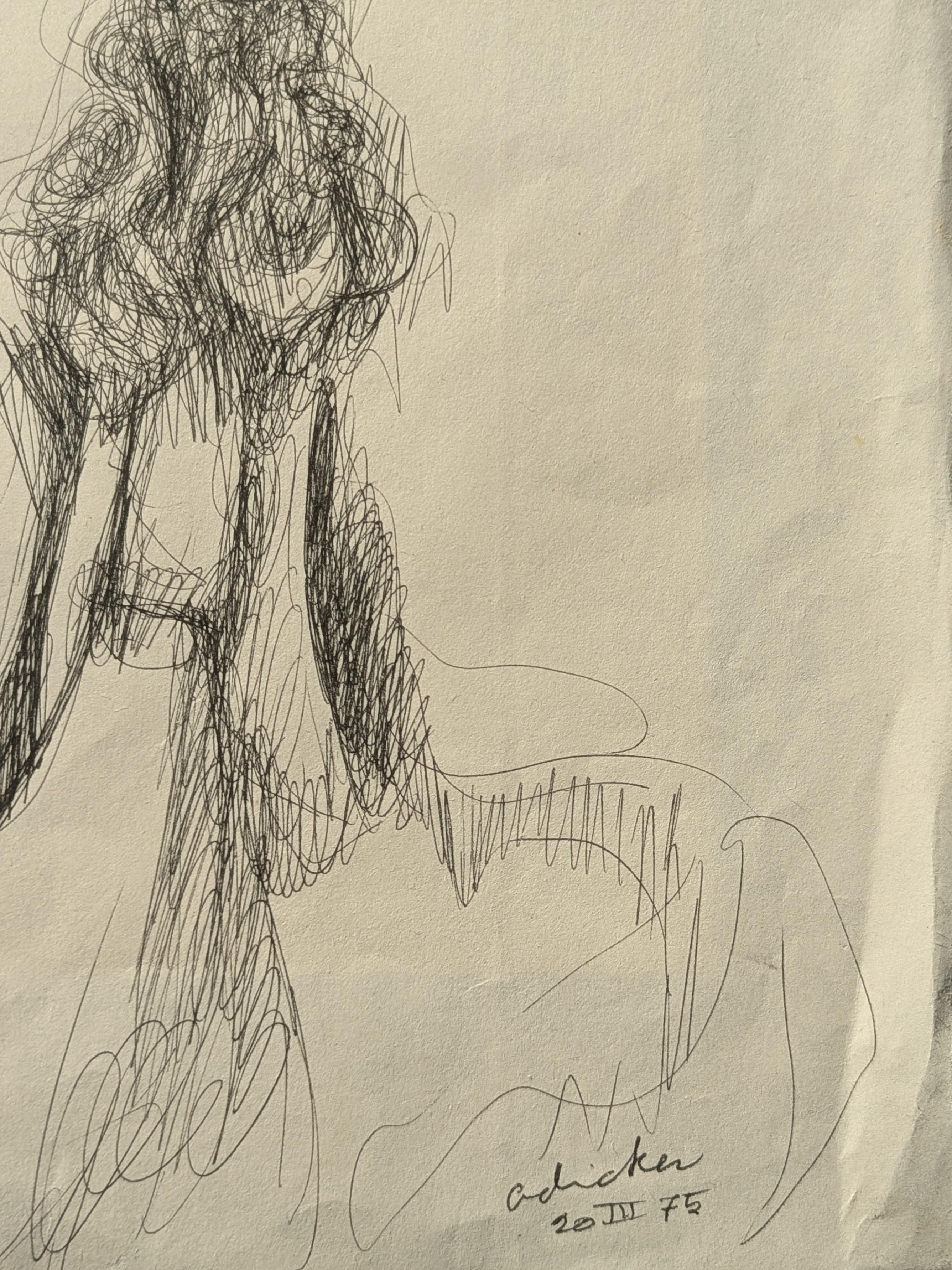 Early Modern Black and White Figurative Pen Drawing Study of a Bearded Gentleman For Sale 1