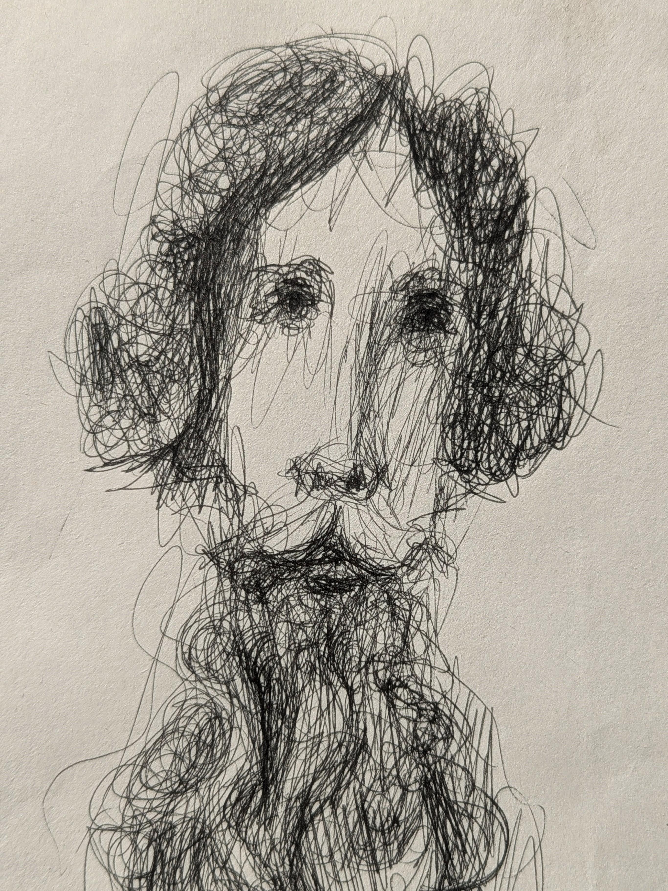 Early Modern Black and White Figurative Pen Drawing Study of a Bearded Gentleman For Sale 3