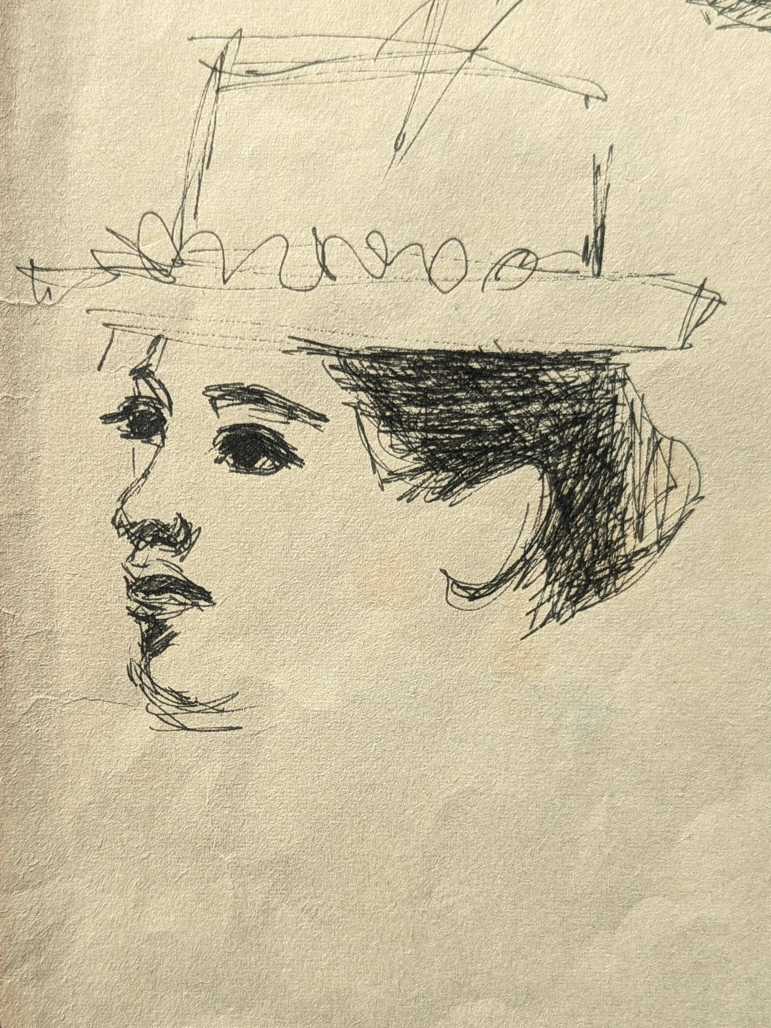 Double Sided Modern Black & White Figurative Drawing Study of a Tahitian Woman 1