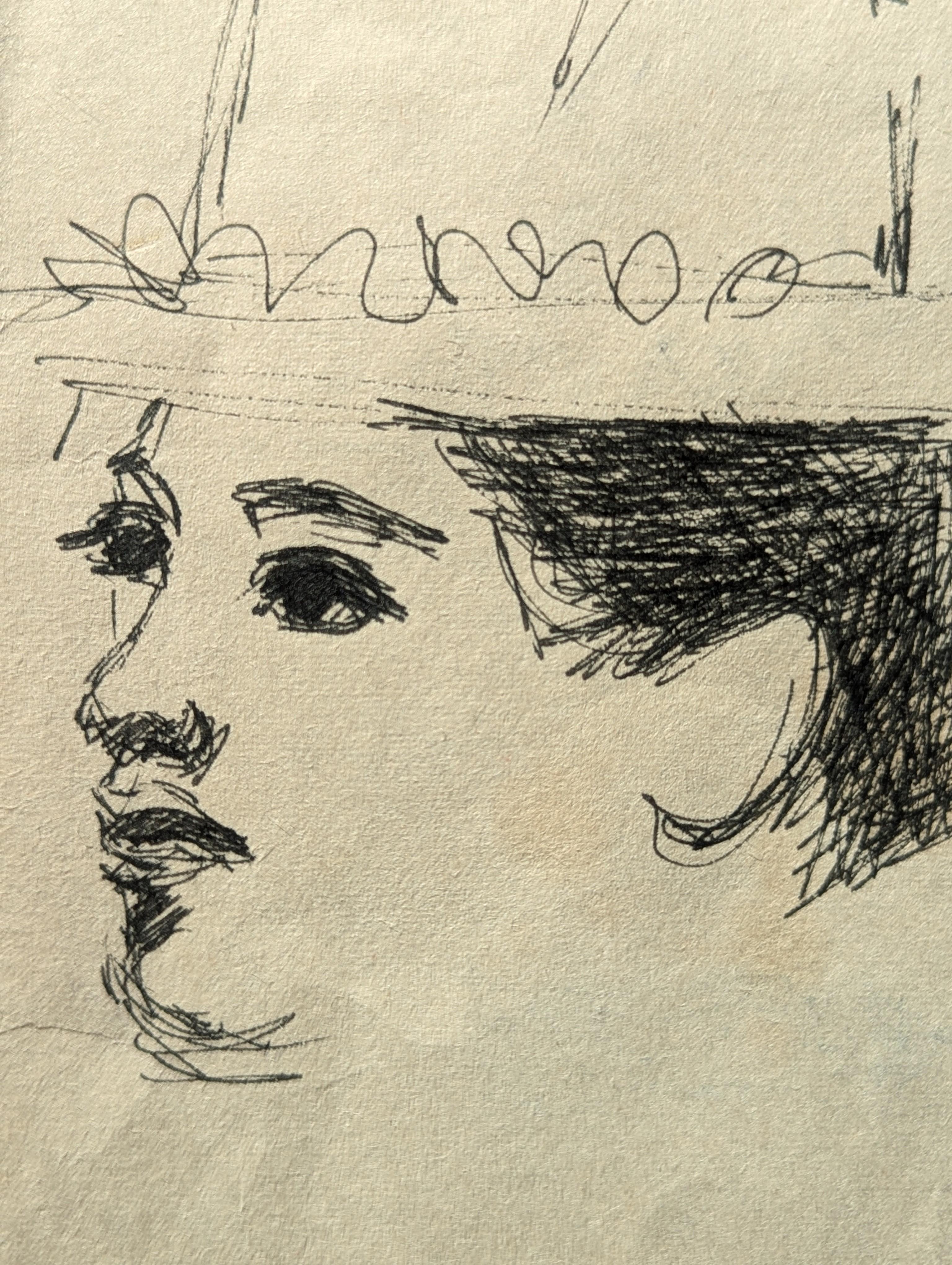 Double Sided Modern Black & White Figurative Drawing Study of a Tahitian Woman 3