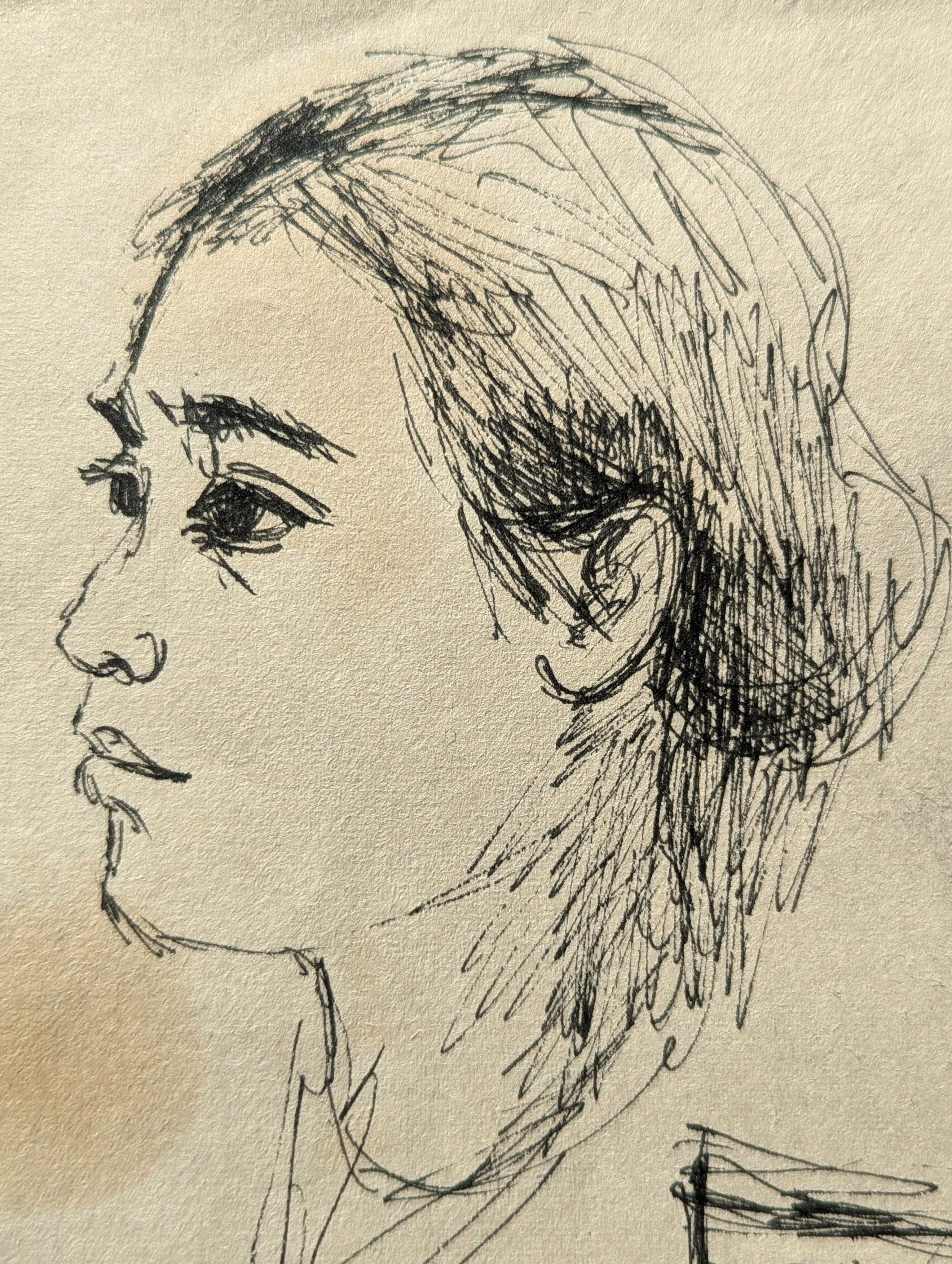 Double Sided Modern Black & White Figurative Drawing Study of a Tahitian Woman 4