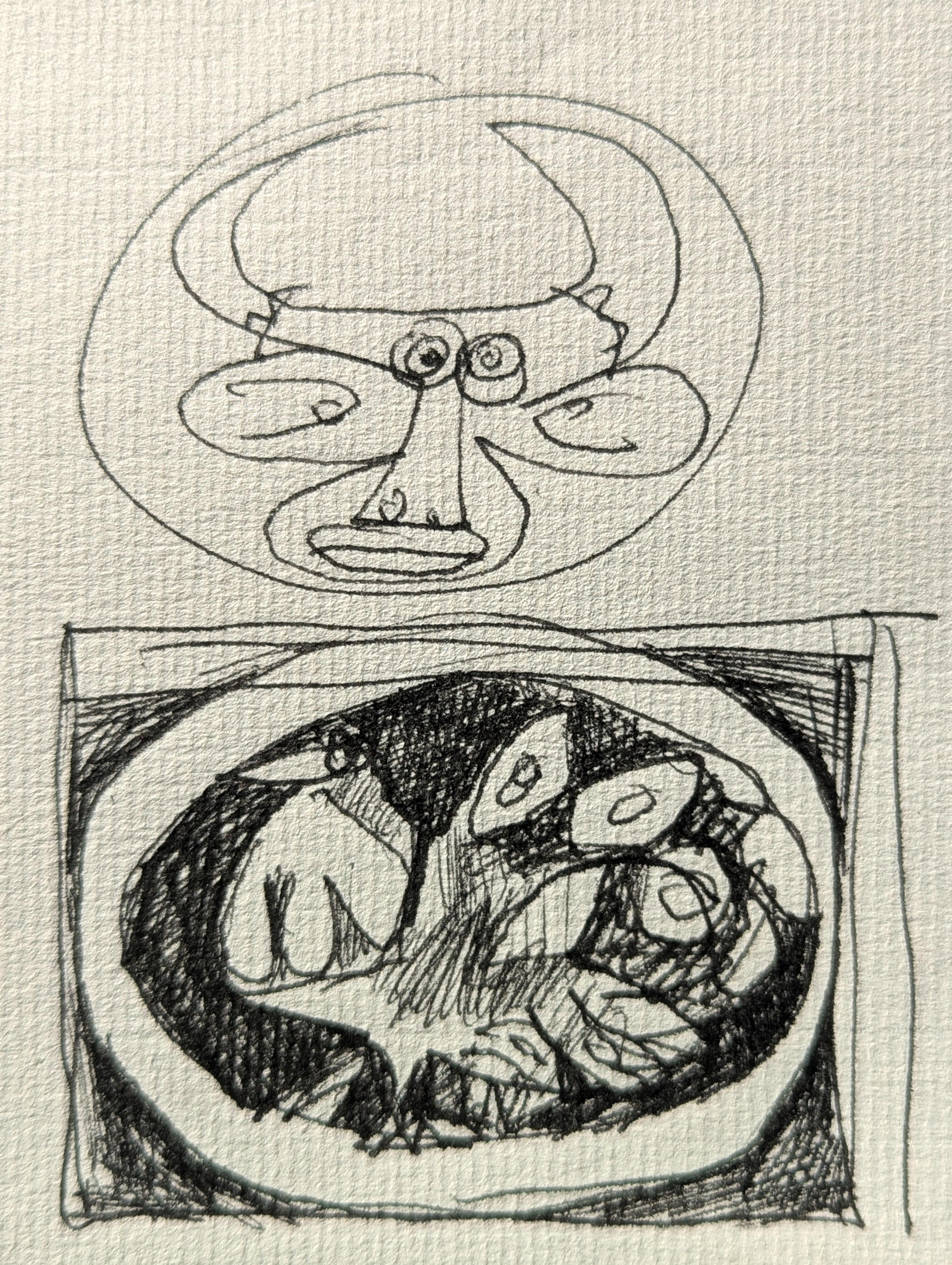 Early Modern Black & White Abstract Figurative Sketchbook Page Drawing For Sale 4
