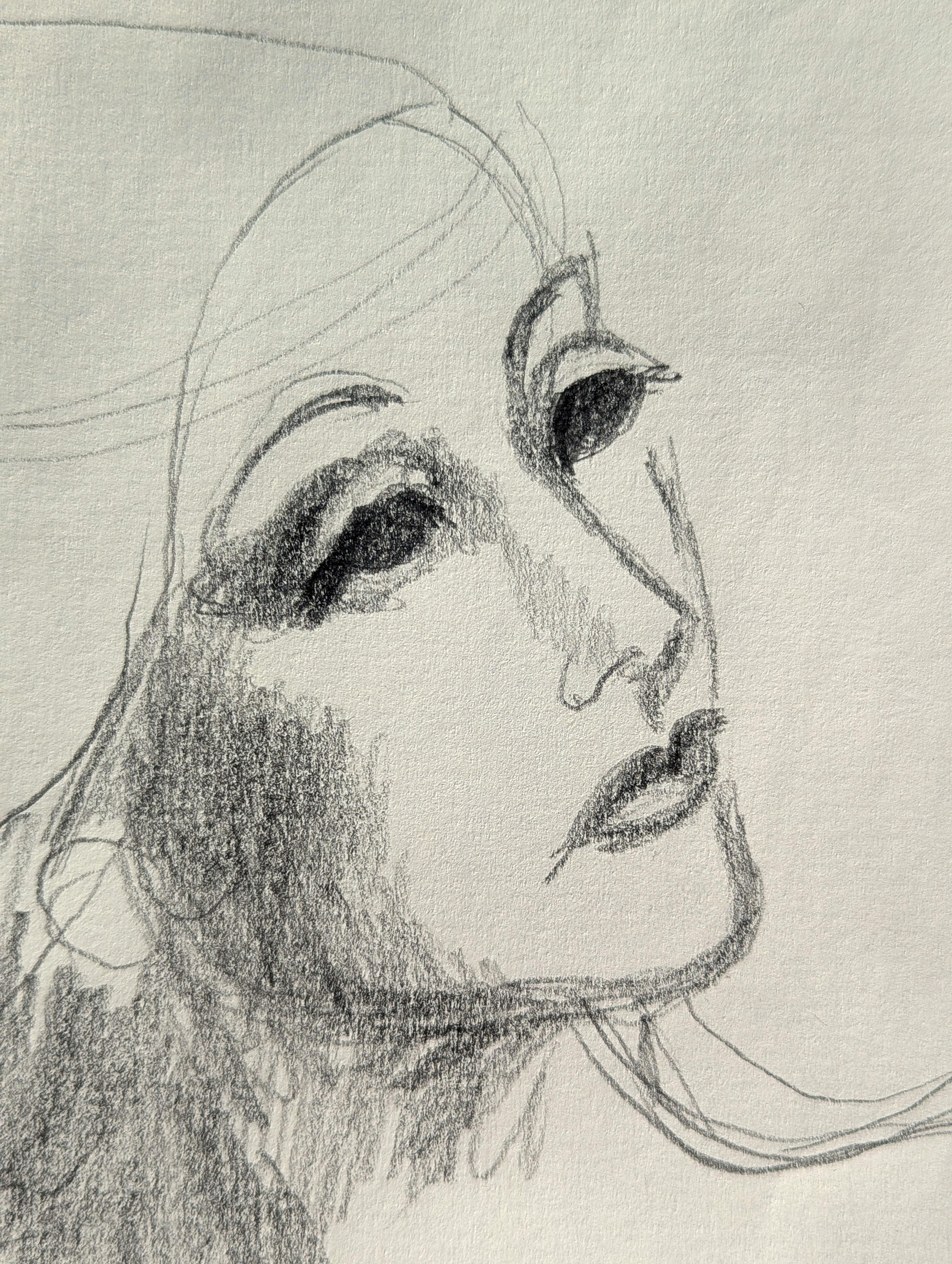 Early Modern Black & White Abstract Figurative Elegant Woman Drawing For Sale 4