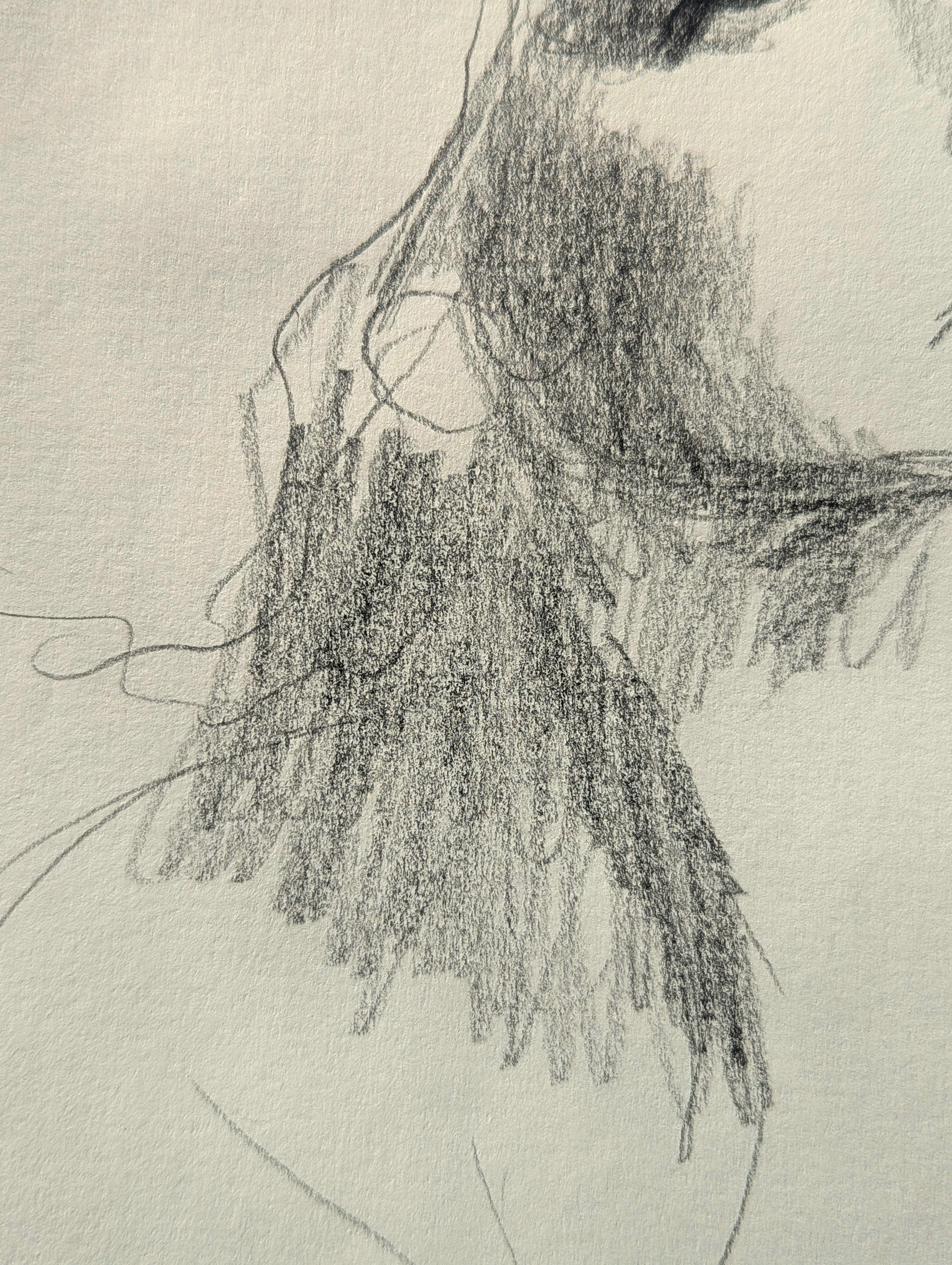 Early Modern Black & White Abstract Figurative Elegant Woman Drawing For Sale 5