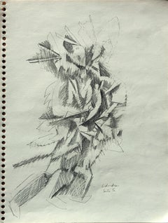Modernity Santa Fe, New Mexico Inspired Black & White Abstract Figurative Drawing (Dessin abstrait figuratif en noir et blanc)