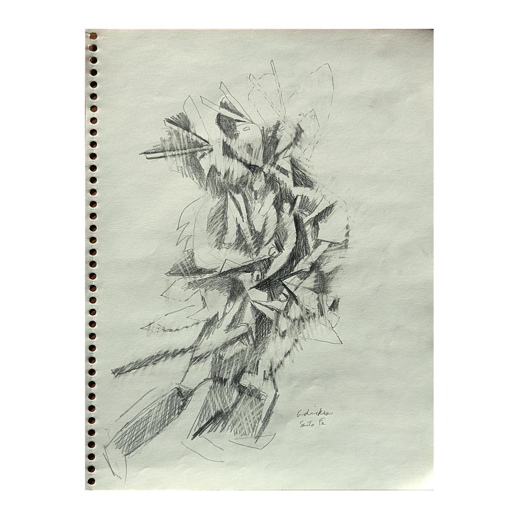 Disegno figurativo astratto moderno di ispirazione Santa Fe, New Mexico, in bianco e nero - Art di David Adickes