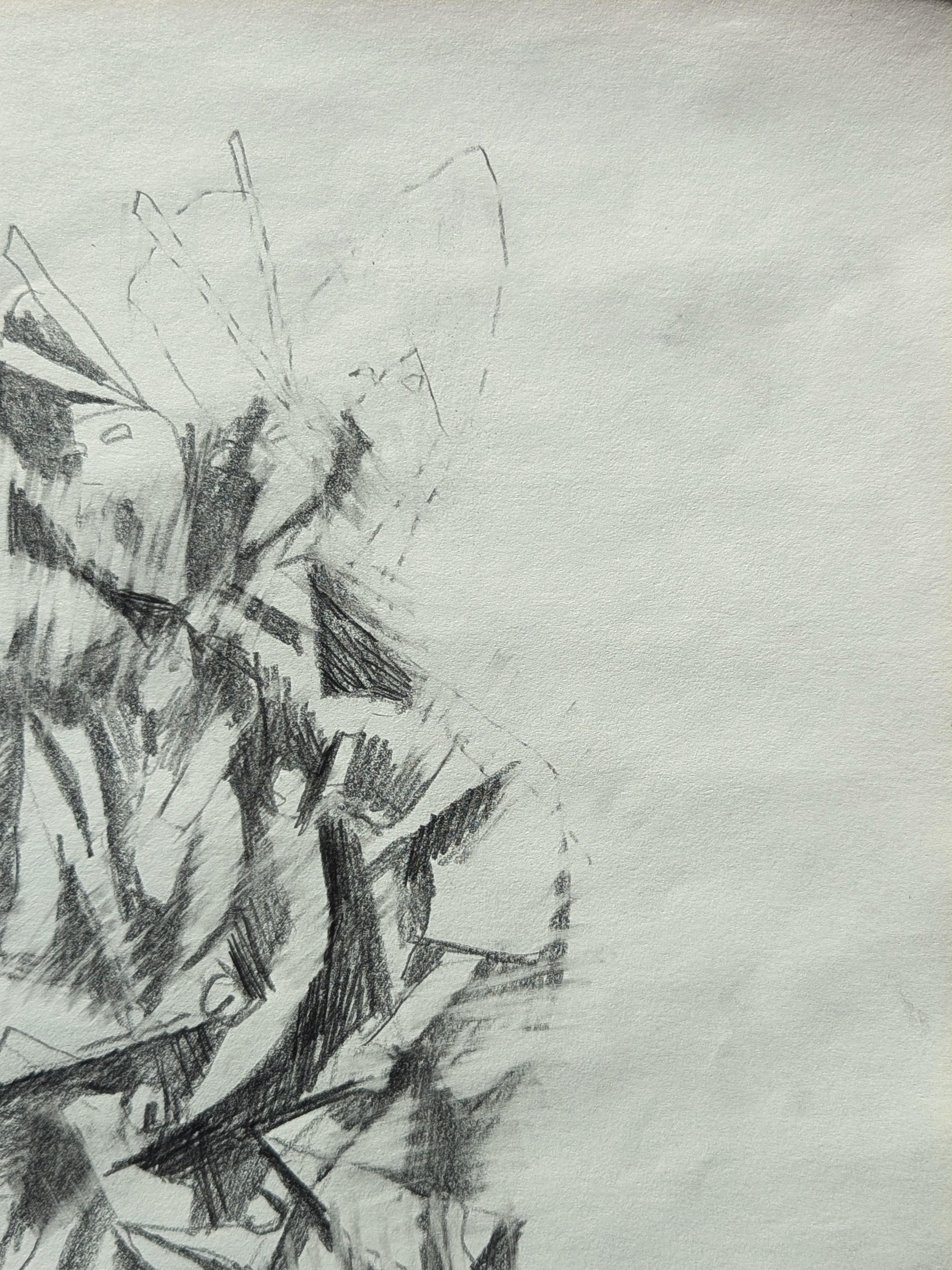 Disegno figurativo astratto moderno di ispirazione Santa Fe, New Mexico, in bianco e nero - Figurative Art Grigio di David Adickes
