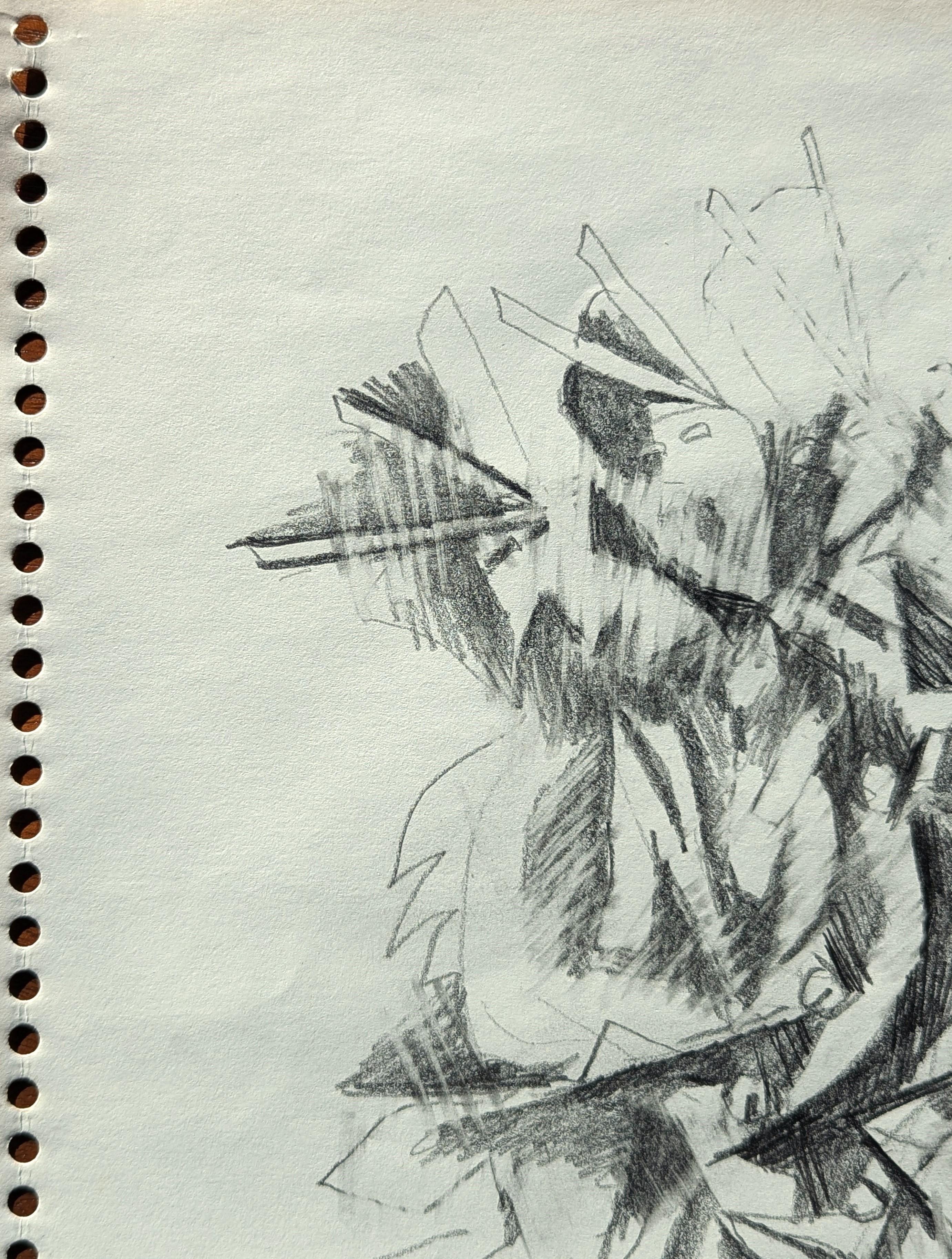 Disegno figurativo astratto moderno di ispirazione Santa Fe, New Mexico, in bianco e nero - Art Moderno di David Adickes