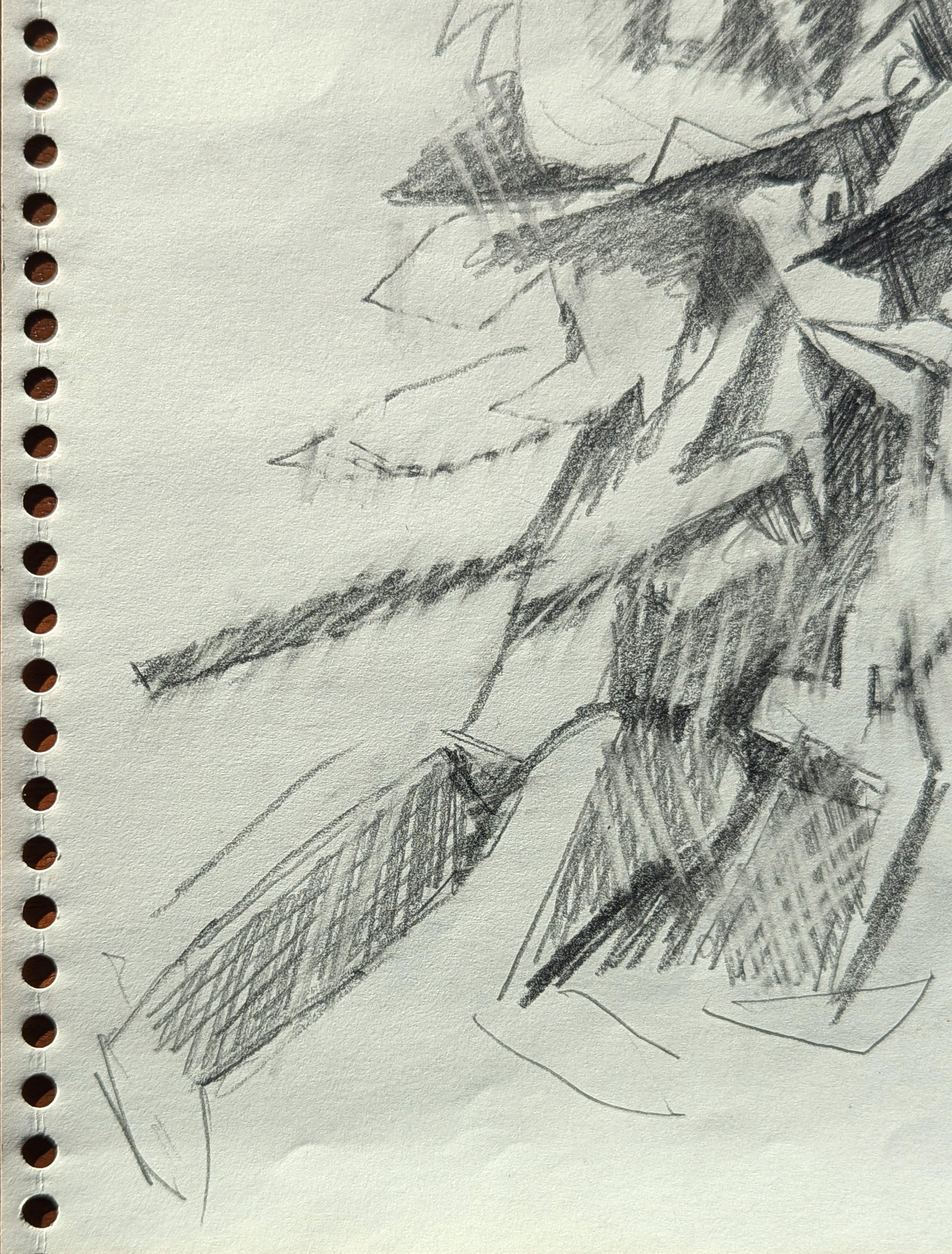 Disegno figurativo astratto moderno di ispirazione Santa Fe, New Mexico, in bianco e nero in vendita 1